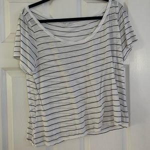white and black striped tee
